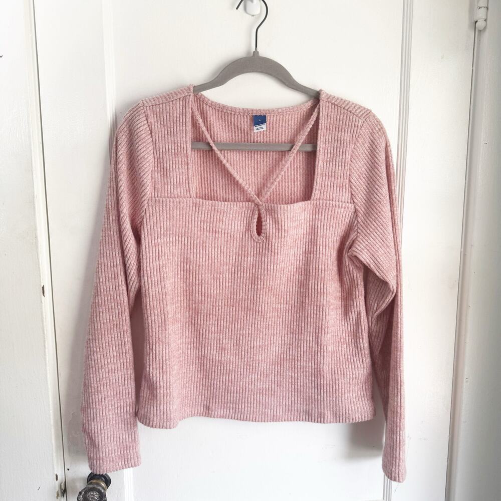 Old Navy ON Super Soft Ribbed Criss Cross Open Neckline Casual Long Sleeve Top L